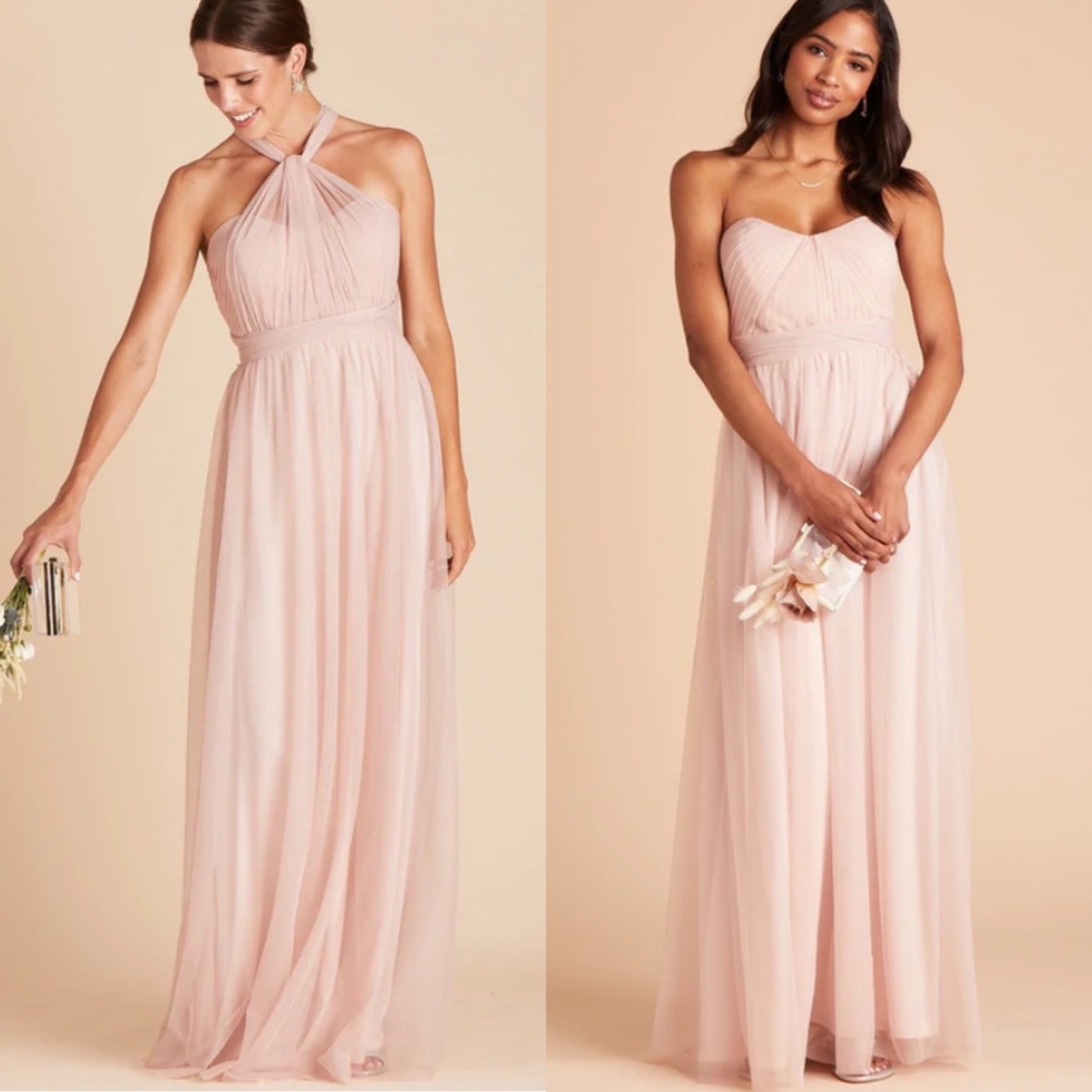 Birdy Grey Christina Convertible Tulle Maxi Bridesmaid Dress Vintage Blush